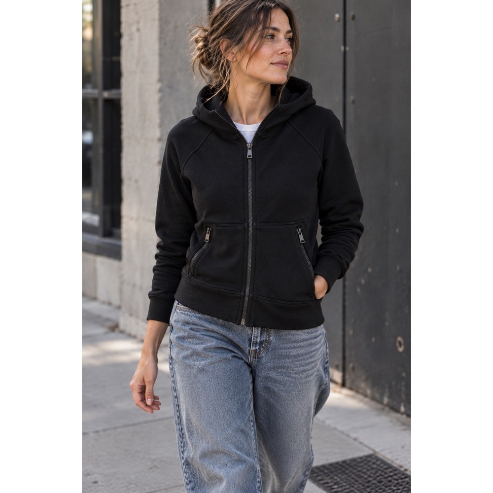American Giant Storm Full Zip DWR Cotton Hoodie Made USA Black M
